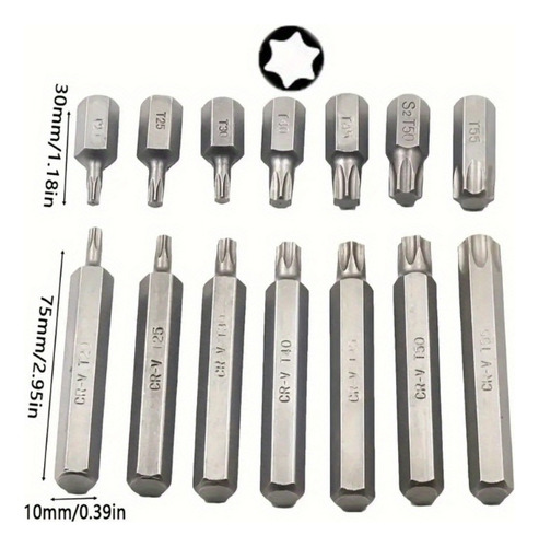 X Conjunto De Chaves Hexagonais Com Brocas De Aço S2,