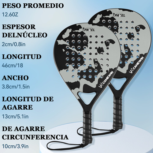 Camewin 2pcs Raquetas De Padel 4003 Fibra De Carbono 3k