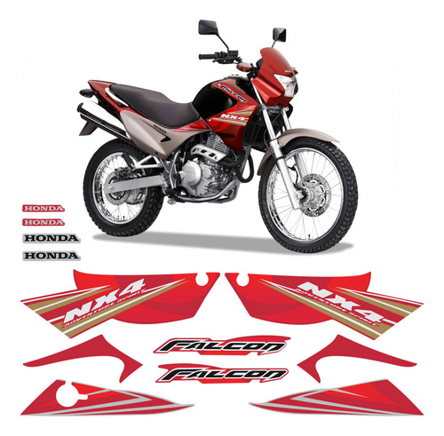 Adesivo Honda Falcon Nx4 Adventure Spirit 2008 Moto Vermelha