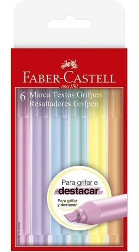 Imagem 2 de 2 de Caneta Marca Texto Grifpen Tons Pastel 6 Cores Faber Castell