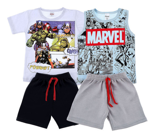 Imagem 3 de 10 de Kit 3 Conjunto Infantil Personagem Menino Roupa Atacado