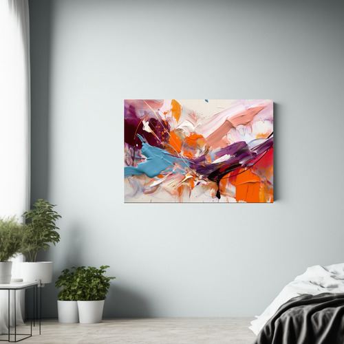 65x50cm Cuadro Abstracto Moderno En Lienzo 4k Bastidor Mader