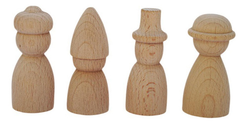 4 Piezas De Figuras De Madera Con Clavija, Figuras De Madera