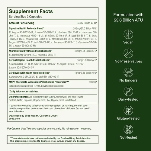 Suplemento Seed Ds-01 Daily Symbiotic 60 Cápsulas Veganas