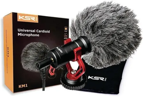 Microfone Cardioide KSR KM1 Condensador para Câmera e Celular