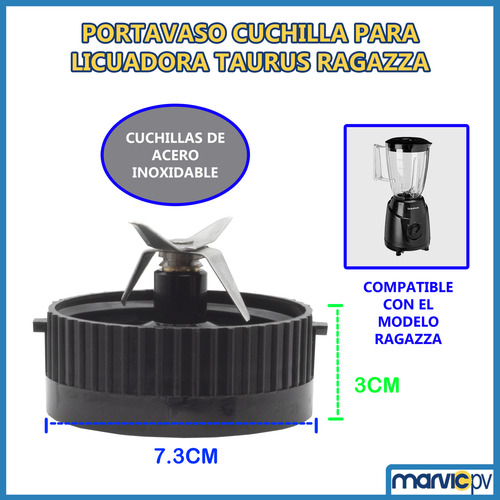 Vaso Completo Para Licuadora Compatible Con Taurus Ragazza