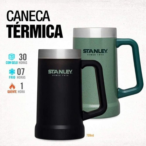 Imagem 5 de 8 de Caneca Térmica De Cerveja Chopp Stanley Original 709ml Preta