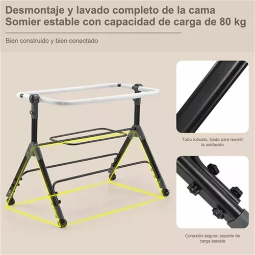 Cuna Corral Bebé Con Mosquitero Colchon Gris