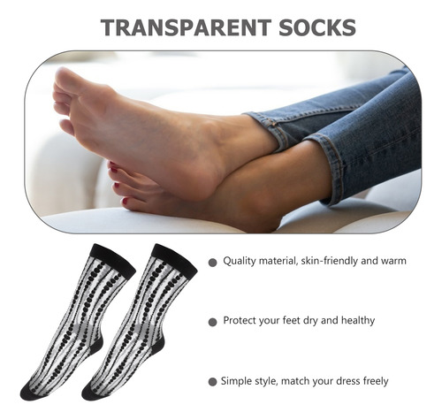 1 Par De Calcetines Transparentes Para Niñas Con Estampado D