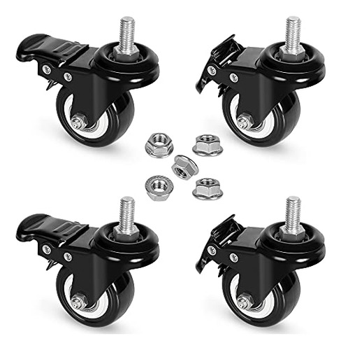 2 Inch Caster Wheels With Brake, Pu Casters Set Of 4, H...