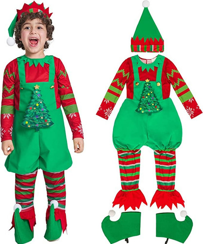 Disfraz De Navidad Duende Ayudante De Santa Claus Elf Elfo Para Niños Envio Gratis