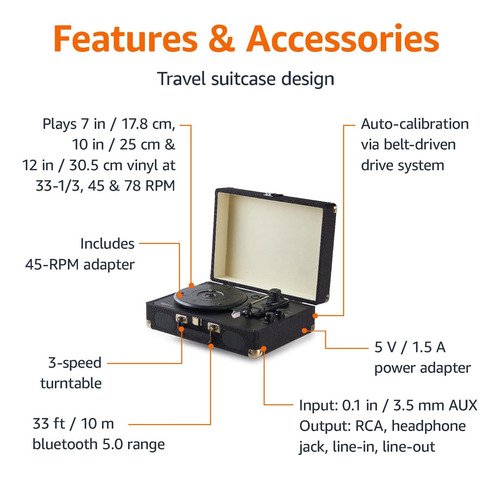 Bases Portable Guader Turntable Player Con Altavoces Con Y 3