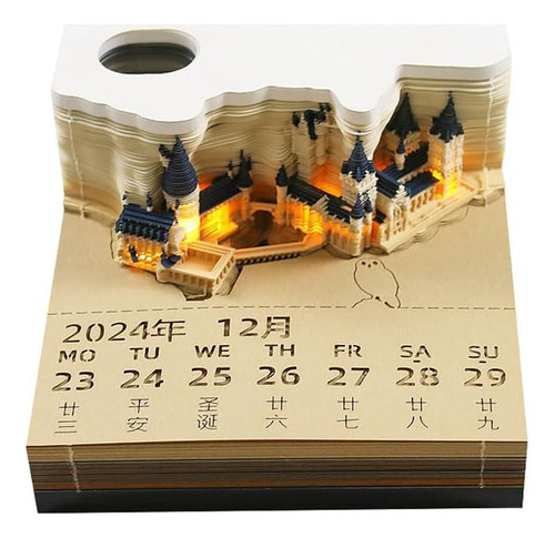 Bloc De Notas Block Con Calendario Castle Led 3d Adhesivo No