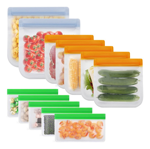12 Piezas Bolsas Almacenamiento Reutilizables Ecológicas