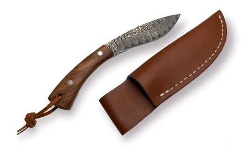 Cuchillo Kukri De Bolsillo Estilo Damasquino Funda En Cuero