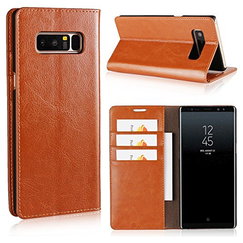 Funda Cartera Para Galaxy Note 8 Khaki Premium Leather-02