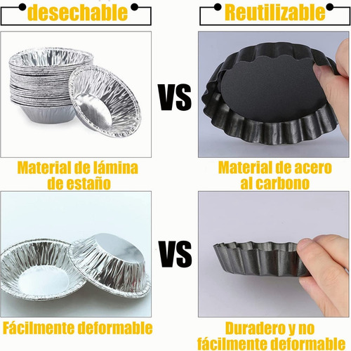 6 Molde Mini Pay Tarta Tartaleta Reutilizar Desmontable 10cm