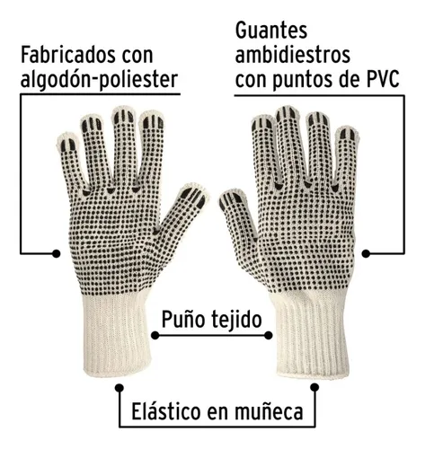 Guante Hilaza Puntos Pvc En Ambas Caras Por 12 Pares