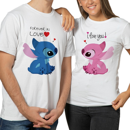 Playeras Pareja Stitch Amor Novios Par