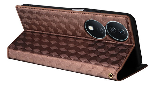 ~ For Honor X7b Cubic Patterned Pu Wallet Card Holder Case