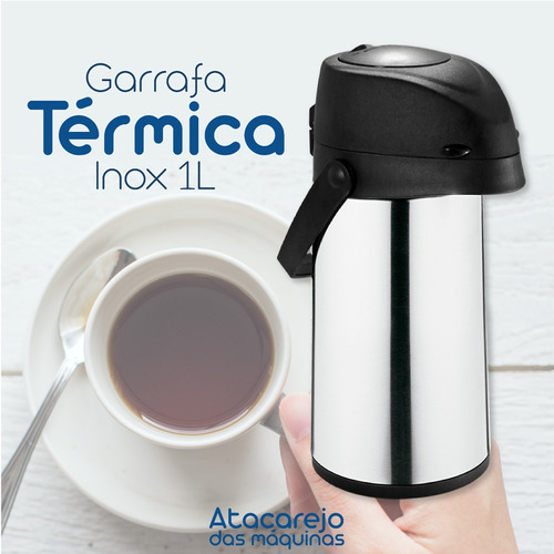 Garrafa Térmica Safira 1 Litro Inox Água Chá Café - Soprano