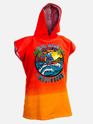 Toalla/poncho Big Wave Shark R Rojo Infantil Maui And Sons