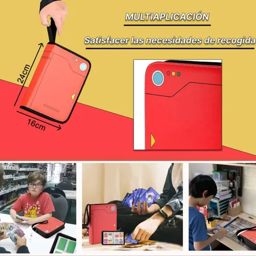 JoyHood Álbum De Cartas Coleccionables TCG Con Cremallera Pokéball, Cabe Hasta 400 Tarjetas, Funda De Cuero PU Impermeable