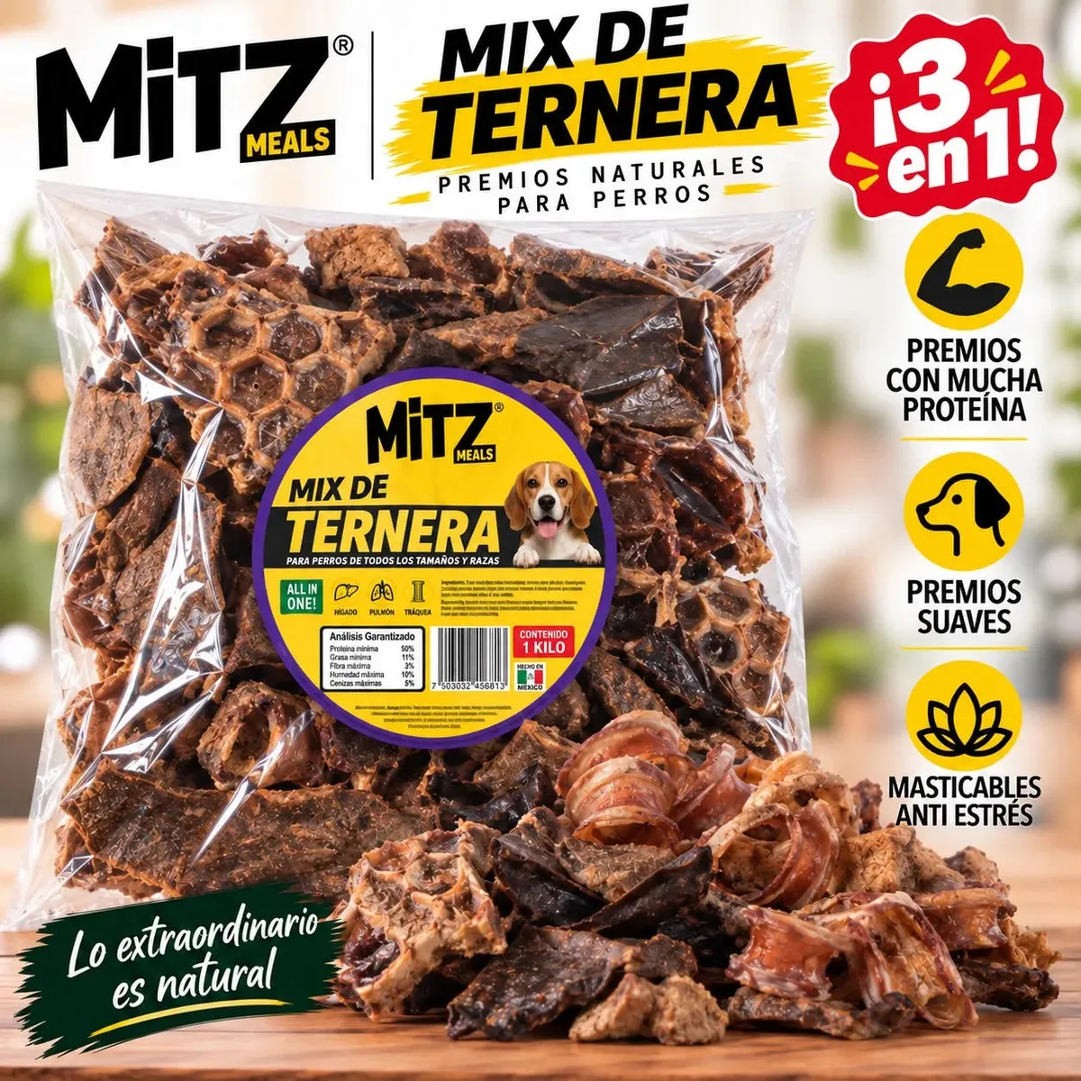 Mitz Premios Mix Hígado, Pulmón, Tráquea 1000gramos