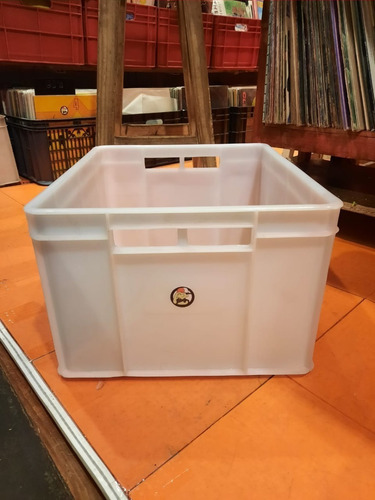 Cajon Plastico Blanco Modelo Corto Vinilos Carga 100 Discos