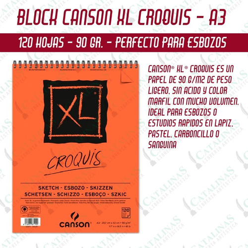 Block Canson Croquis Xl T/a3 29x42cm 90gms 120h Microcentro