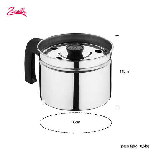 Leiteira Inox Fervedor 1,5l Tampa Não Derrama Leite Caneca