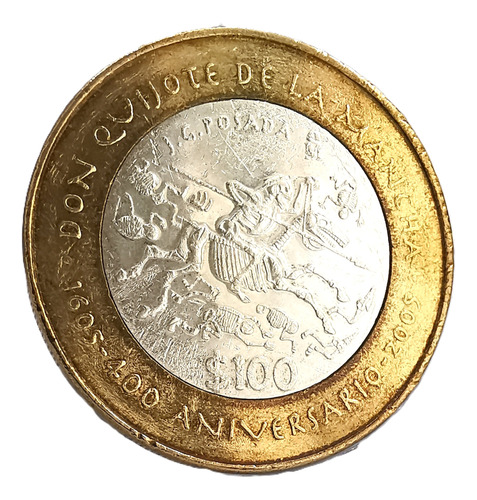 Moneda 100 Pesos Bimetálica Don Quijote 2005