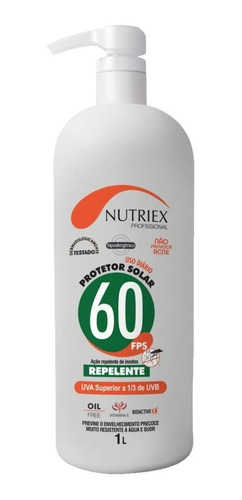 Protetor Solar Fps 60 Com Ação Repelente 1 Litro Nutriex 