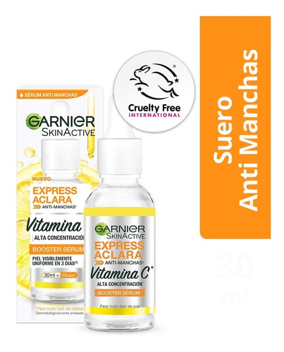 Imagen 1 de 8 de Serum Anti Manchas C/ Vitamina C Garnier Express Aclara 30ml