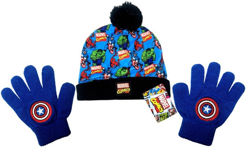 Imagem 1 de 4 de Kit Inverno Infantil Marvel Vingadores : Touca Gorro + Luvas