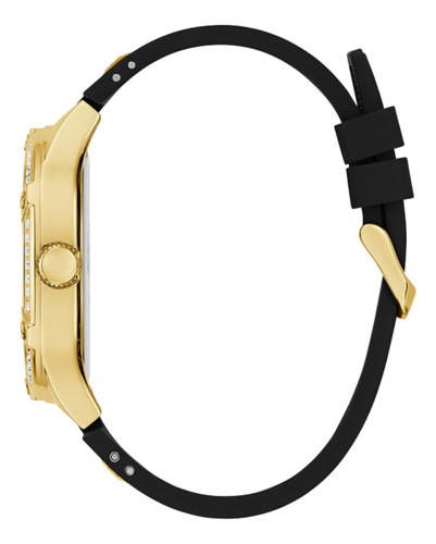 Reloj Guess Duke Gw0641g2 Hombre Dorado Silicona Analógico Correa Negro