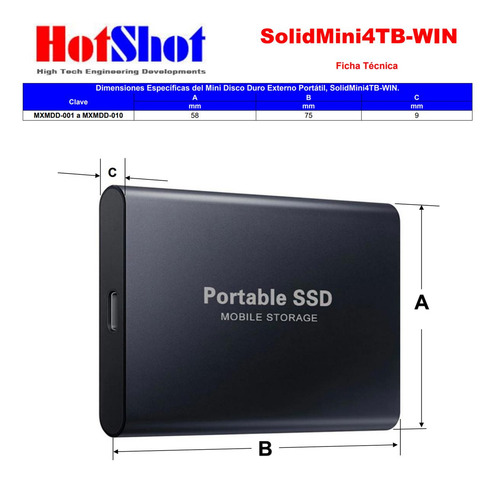 Disco Duro Ssd Externo 4tb, Mxmdd-006, 2 Pzas, 4tb, Azul, Ss