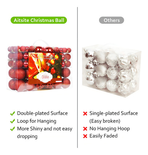 Aitsite - Adornos De Esferas De Navidad Color Rojo