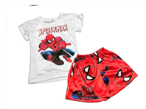 Conjunto Short Y Playera Spiderman Ligero Vacaciones Rojo M