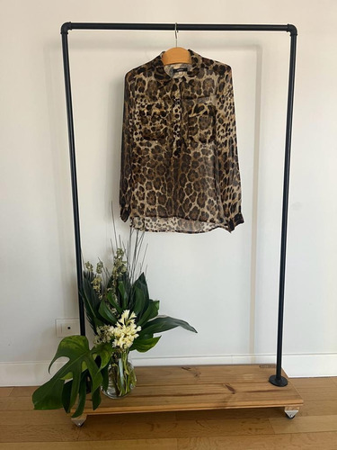 Camisa Mujer Animal Print Ginebra Talle S 100% Seda No Cher 