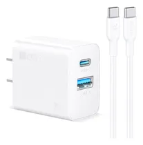 Comprar Cargador Carga Rápida 20w 2 En 1 Salida Dual USB-C & USB Port 1Hora con Cable 1m Tipo C USB C a USB C Compatible Con Samsung Motorola GAR162B Color Blanco