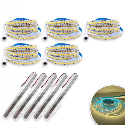Kit 5 Rolos 5m Fita 240 Led/m 4000k 22w/m + Fonte Slim