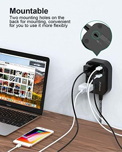 Regleta Con Usb, Regleta De Enchufe Plano Montable Con 3