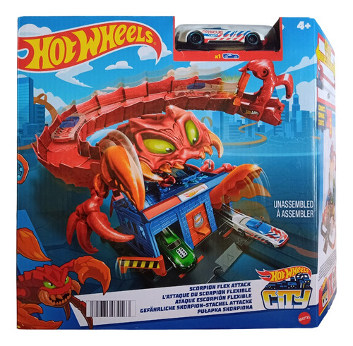 Pista Hot Wheels Ataque De Escorpión City Flex Vehículo Rojo