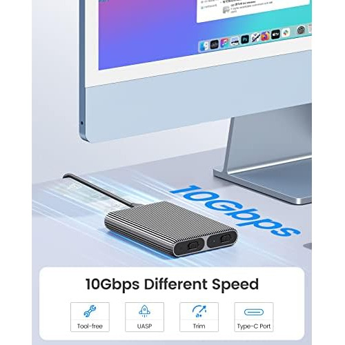 Carcasa Ssd M.2 Nvme Dual, Adaptador Usb C M2 Ssd M.2 P...