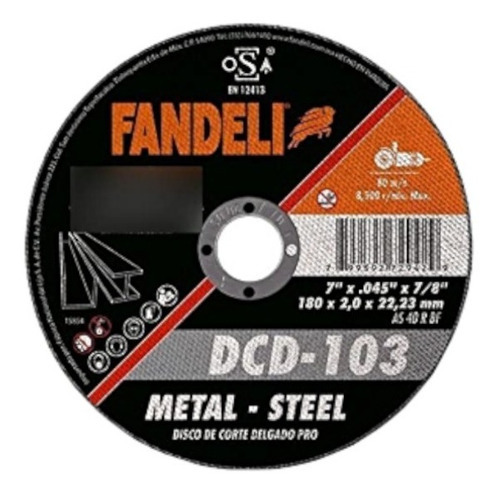 Disco Corte Delgado 7 Plg Metal Fandeli 72942 10 Pz