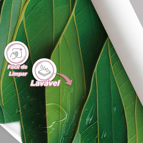 Adhesivo de pared con forma de hojas, tonos de verde, efecto ondulado, 15 m