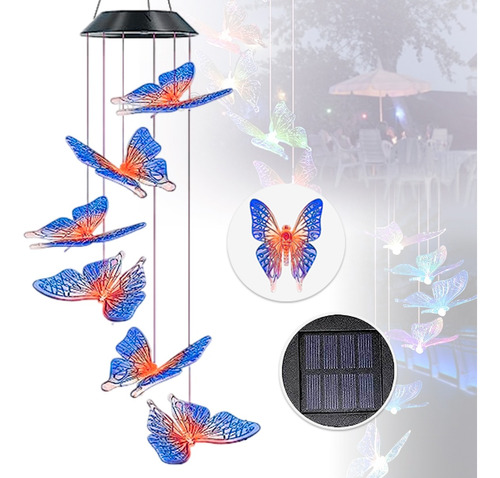 Mariposas Solar Estilo Colgante En Luz Led Multicolor