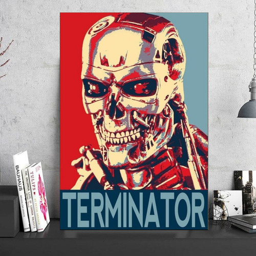 Cuadro Decorativo Terminator Silueta Canvas 50x75cm Arte    