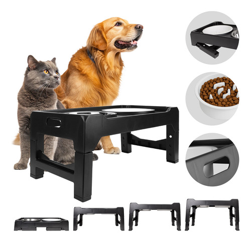 Comedero Doble P/ Perro Elevación Ajustable Plato Lento 36oz